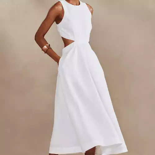 Lina Linen Cutout Midi Dress